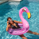 Boia Inflável Flamingo com Glitter Rosa Holográfico